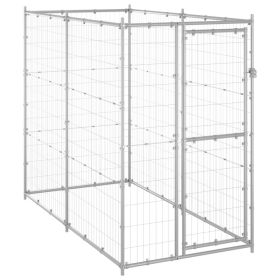 Dog Kennel Silver Galvanized steel 43.3x86.6x70.9 in Durable